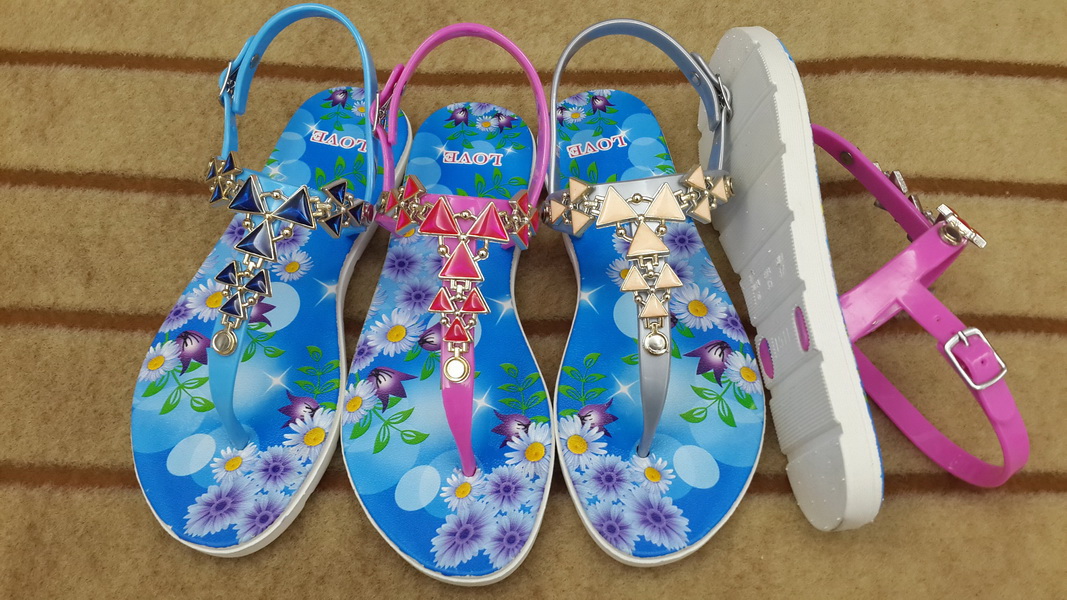 PVC strap with crystal chain sunflower insole new PCU sandal
